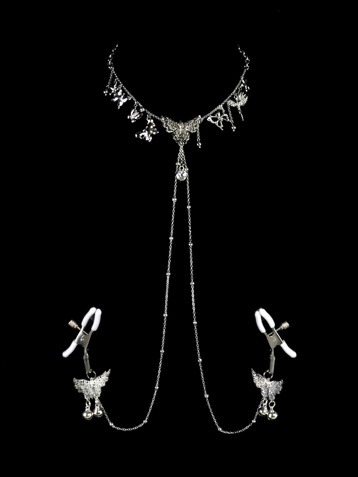 Gothic Cutout Butterfly Tassel Collarbone Necklace - Multi-Color Metal | Blackyyds