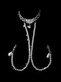 Gothic Floral Hairpin Choker - Pearl with Elastic Body Chain | Blackyyds