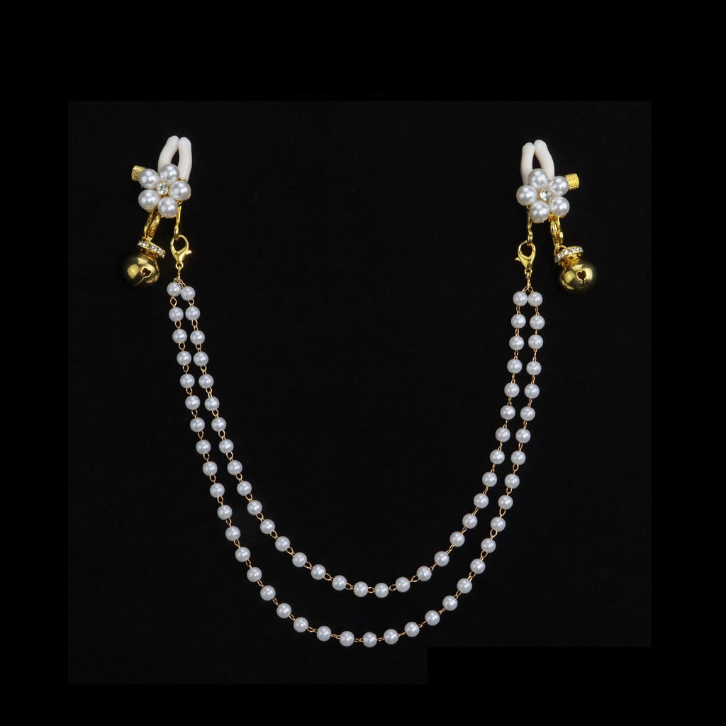 Gothic Flower Bell Chain Pendant - Pearl Clip Attachment gothic jewelry product view 2 | Blackyyds