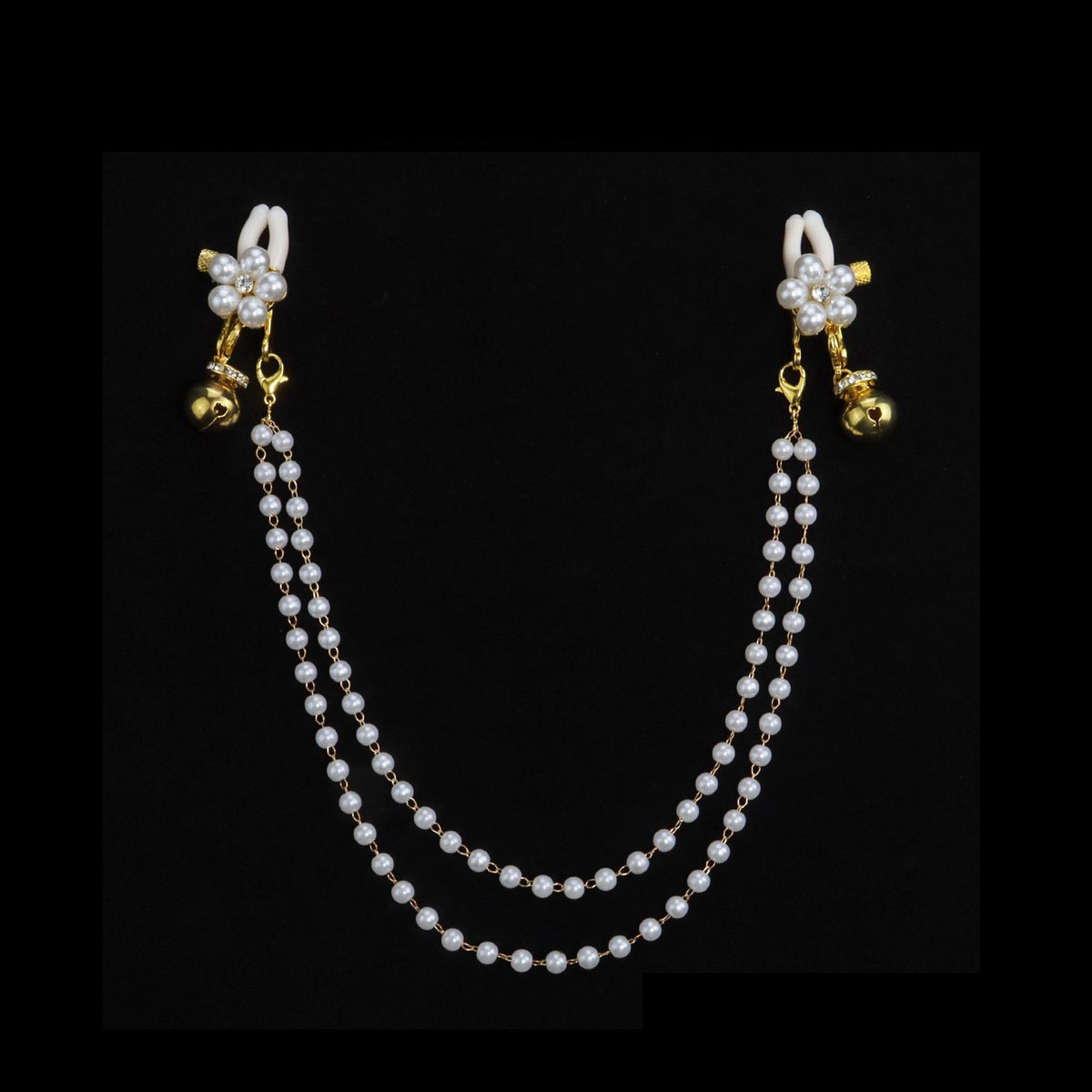 Gothic Flower Bell Chain Pendant - Pearl Clip Attachment gothic jewelry product view 2 | Blackyyds