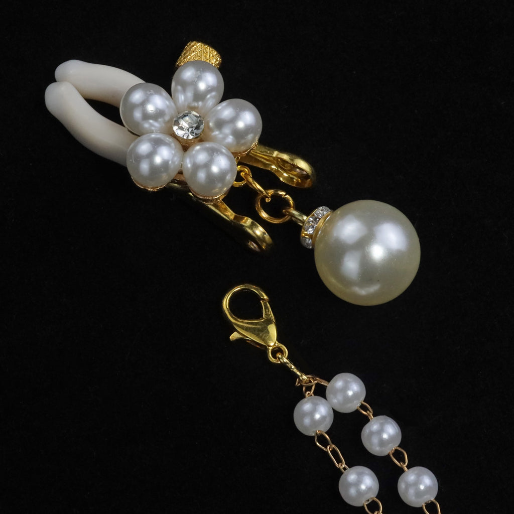 Gothic Flower Bell Chain Pendant - Pearl Clip Attachment product view 5 | Blackyyds