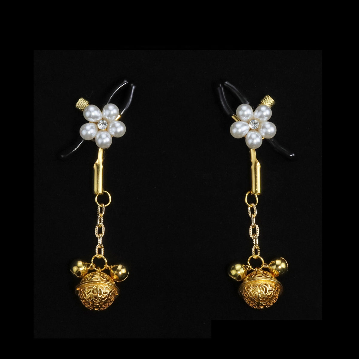 Gothic Flower Palace Bell Chain Pendant - Pearl Clip Attachment | Blackyyds