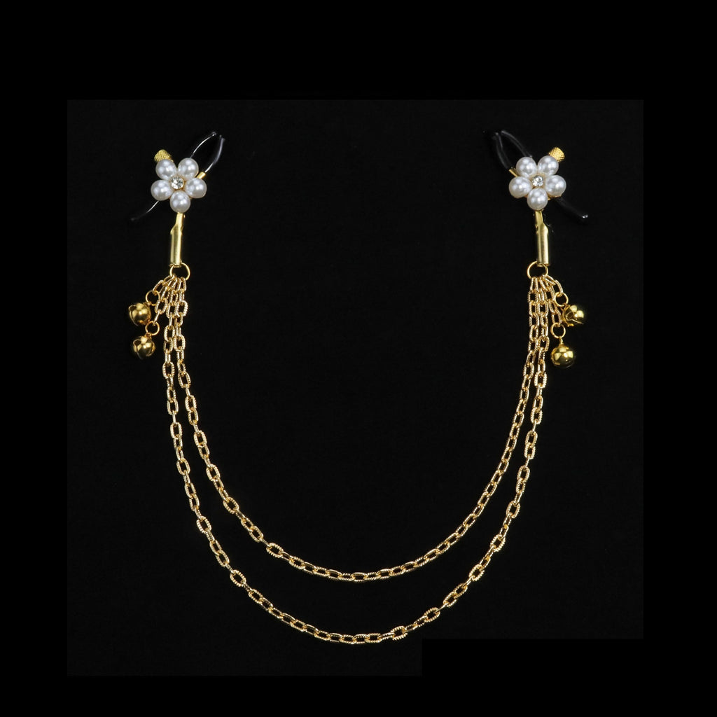 Gothic Flower Palace Bell Chain Pendant - Pearl Clip Attachment close-up detail | Blackyyds