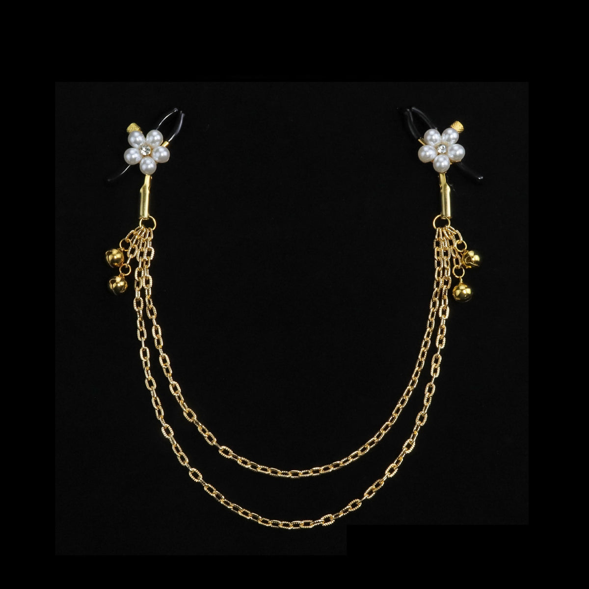 Gothic Flower Palace Bell Chain Pendant - Pearl Clip Attachment close-up detail | Blackyyds
