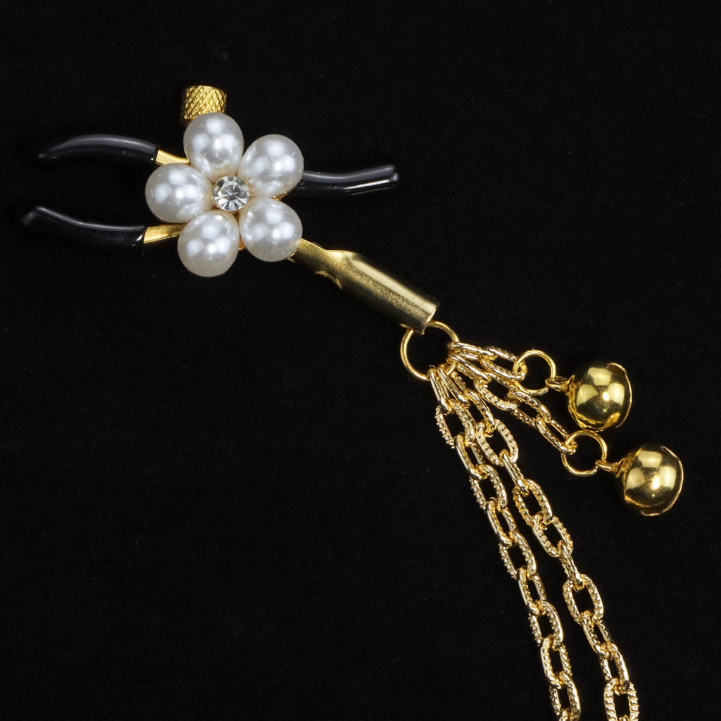 Gothic Flower Palace Bell Chain Pendant - Pearl Clip Attachment angle view | Blackyyds