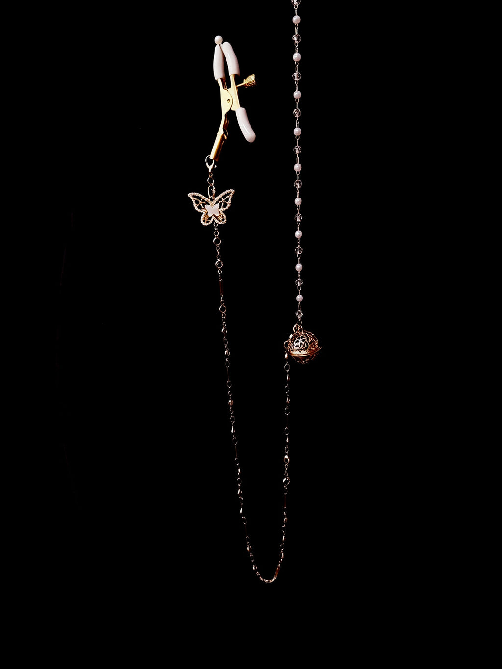 Gothic Glow Choker - Rhinestone with Body Chain | Alt Fashion Collar — view 4