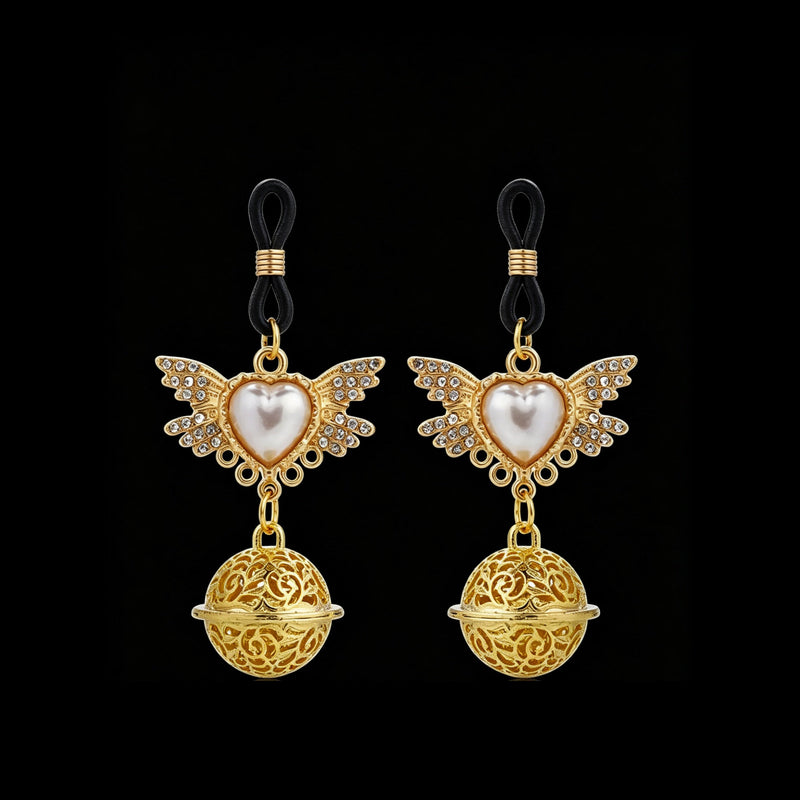 Gothic Heart Angel Bell Pendant - Multi-Color Elastic Band Style — Chain Bell & Bow