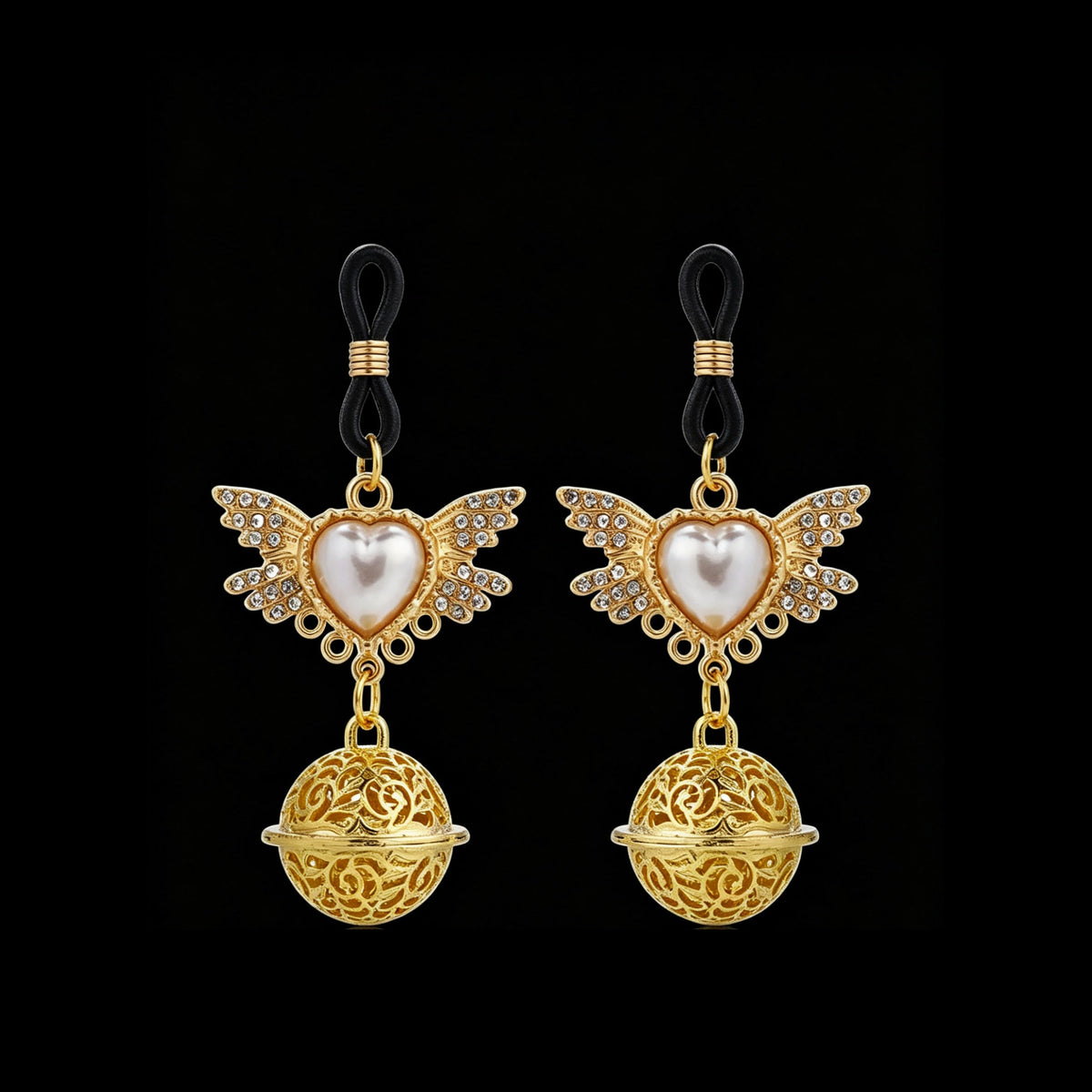 heart angel bell pendant front view | Blackyyds