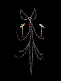 Gothic Heart Bell Pendant - Red with Body Chain - gothic choker | Blackyyds