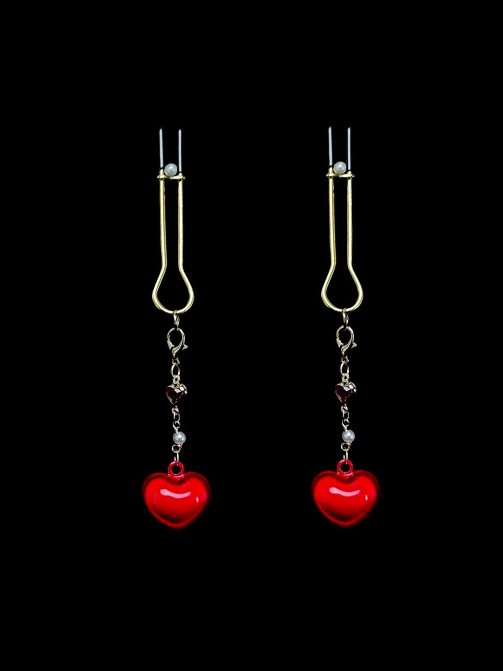 Gothic Heart Bell Pendant - Red with Body Chain product view 3 | Blackyyds
