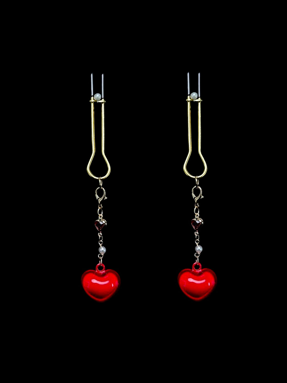 Gothic Heart Bell Pendant - Red with Body Chain product view 3 | Blackyyds