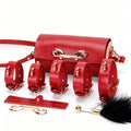 Gothic Leather Cuff Choker Bracelet Set - 8-Piece Black-and-Red | Blackyyds
