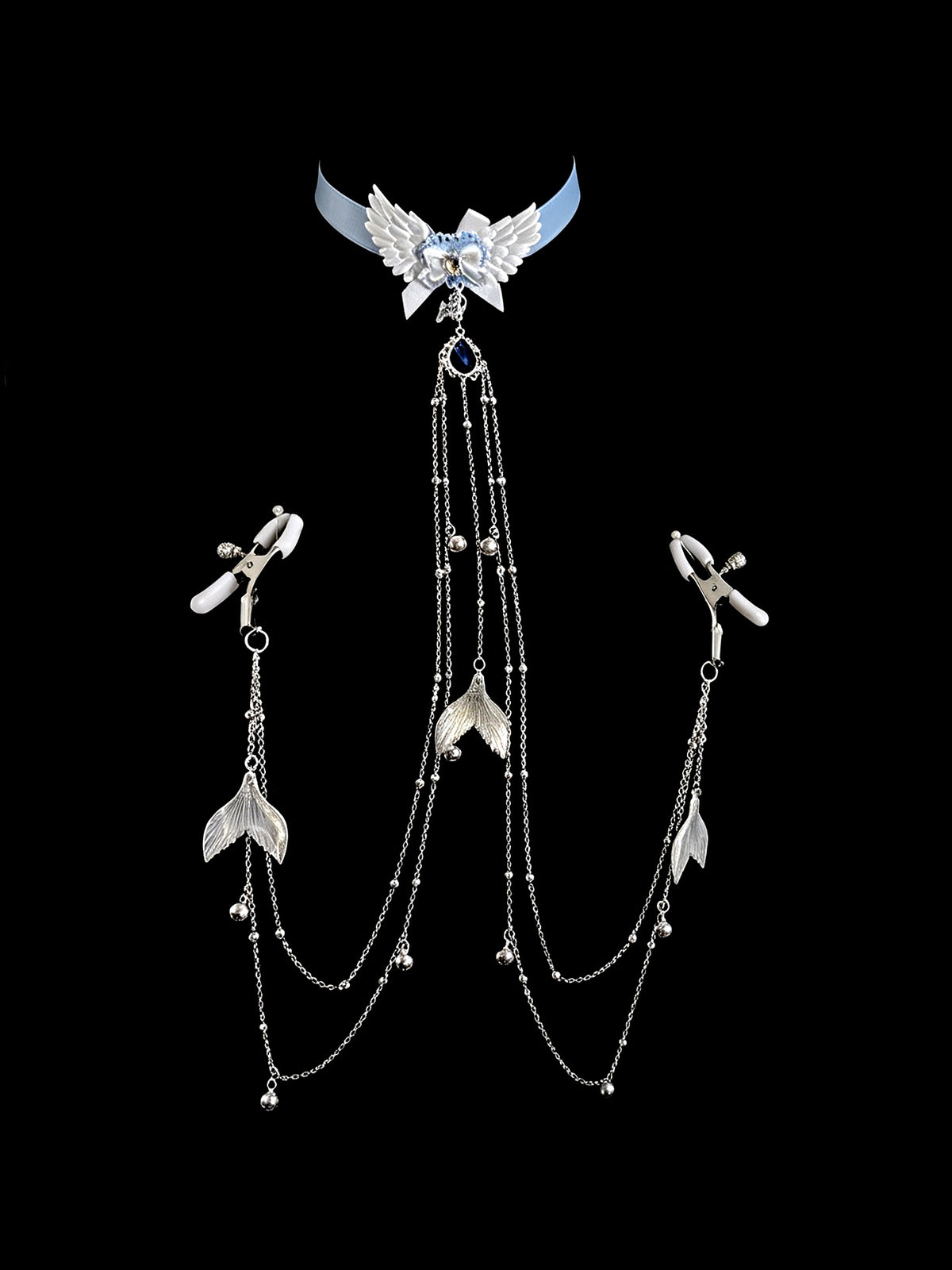 Gothic Mermaid Tail Wing Choker - with Body Chain | Blackyyds