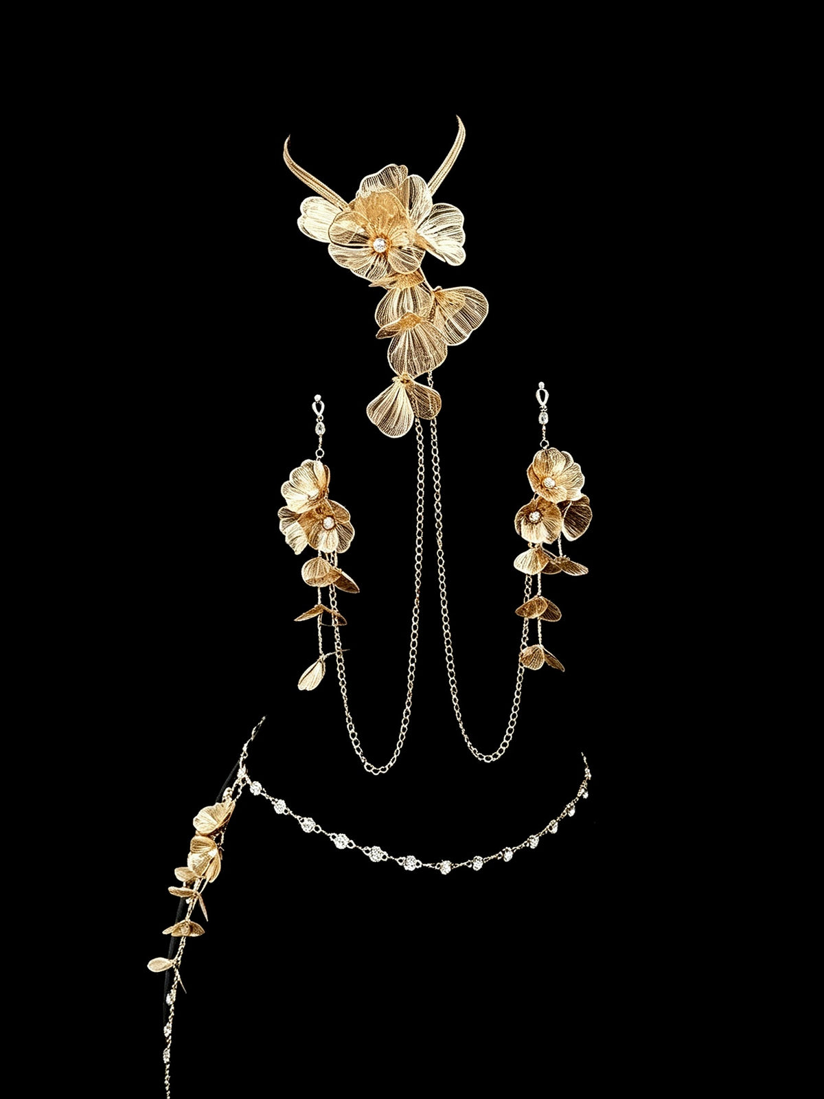 Gothic Oversized Flower Pendant - with Body Chain - gothic choker | Blackyyds