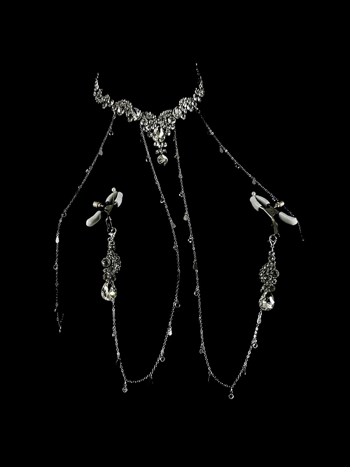 Gothic Pavé Rhinestone Choker - with Body Chain product view 2 | Blackyyds