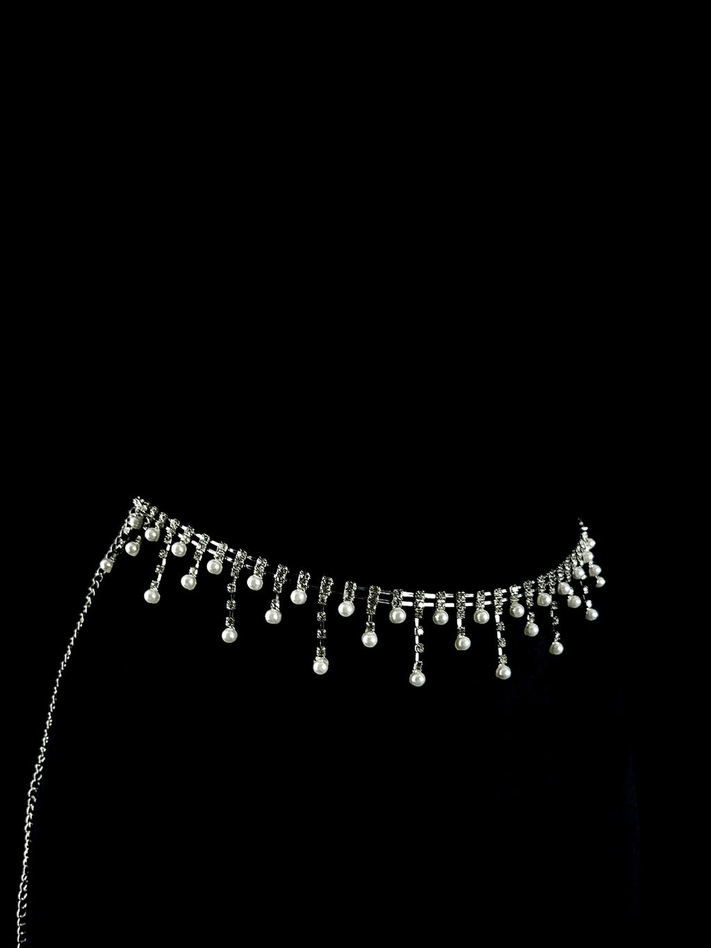 Gothic Pavé Rhinestone Choker - with Body Chain waist chain product view 4 | Blackyyds