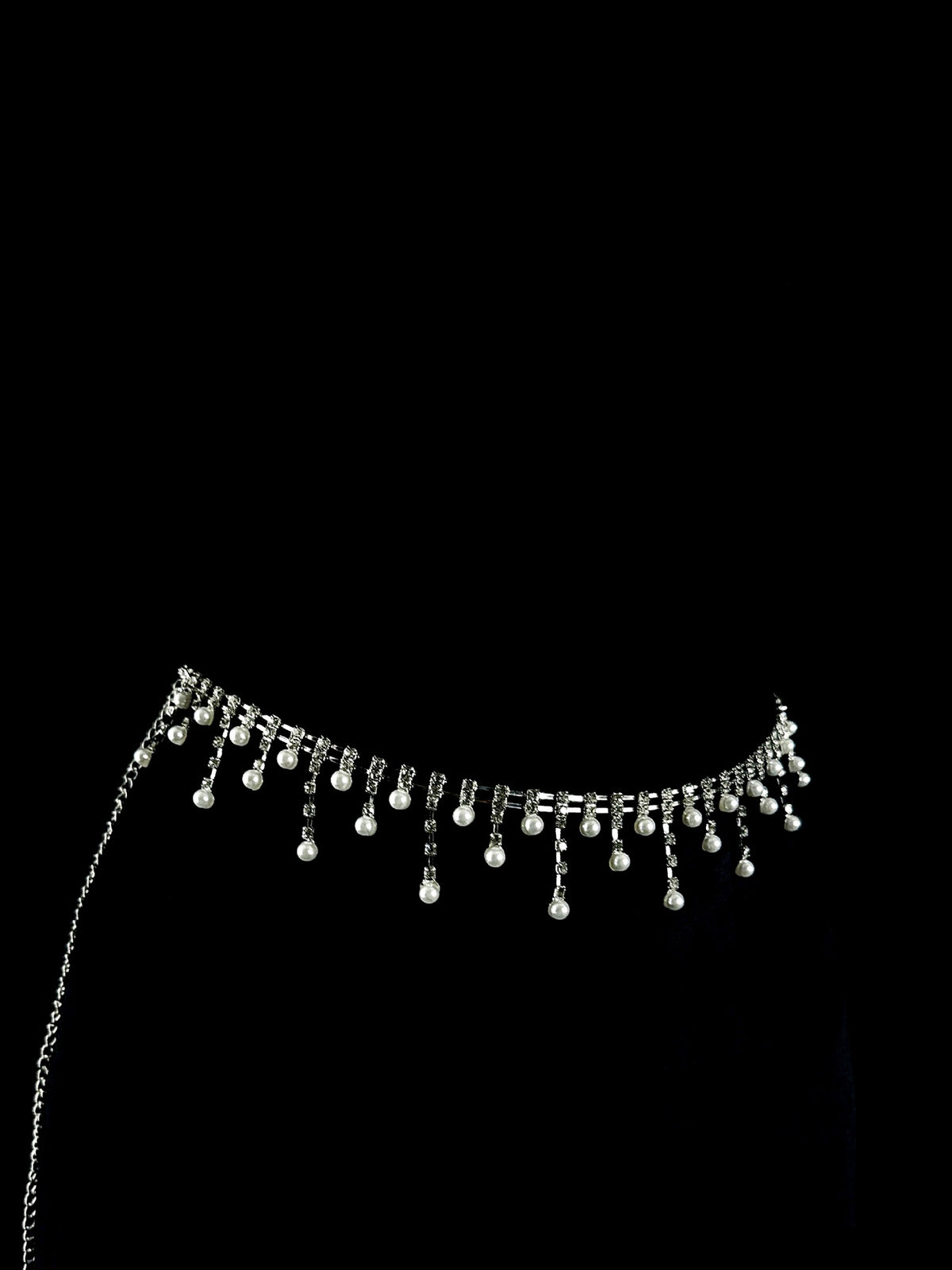 Gothic Pavé Rhinestone Choker - with Body Chain waist chain product view 4 | Blackyyds