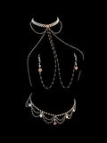 Gothic Pearl Choker - Rhinestone with Body Chain | Blackyyds