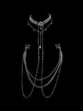 Gothic Pearl Choker - Rhinestone with Body Chain | Blackyyds