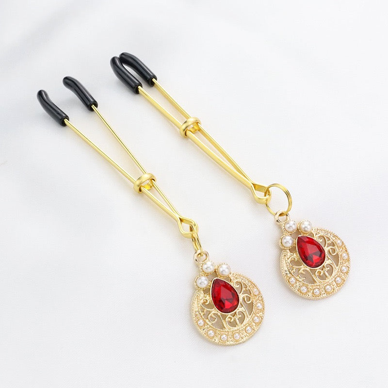 Gothic Pendant - Red-and-Gold Clip Attachment gothic jewelry product view 2 | Blackyyds