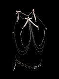 Gothic Polka-Dot Bow Bell Choker - with Body Chain | Blackyyds