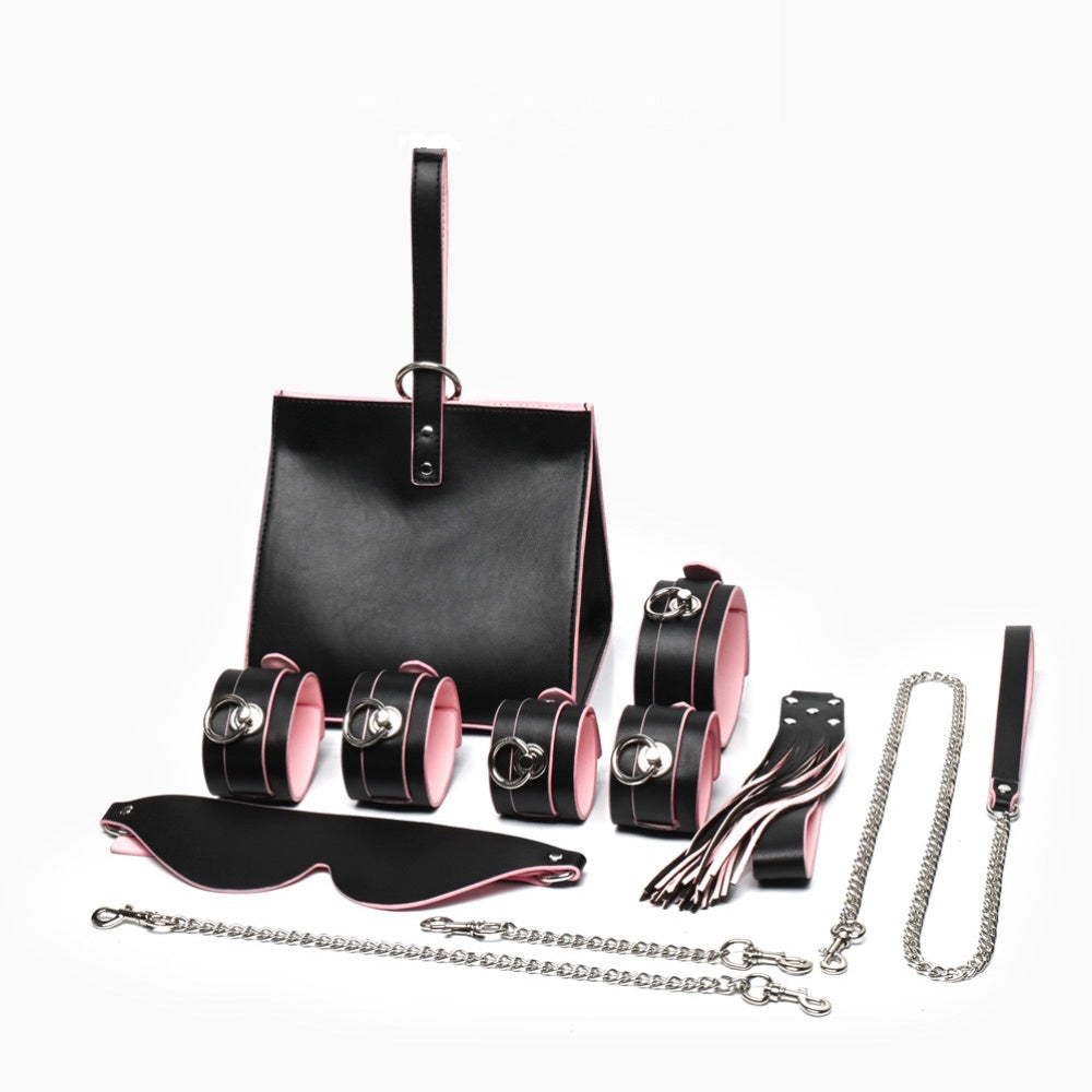Gothic Pouch Storage Set - 8-Piece Black-and-Pink - gothic jewelry | Blackyyds