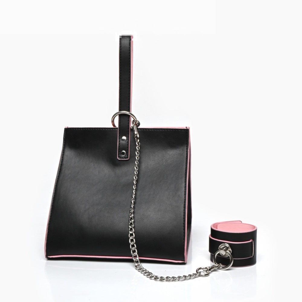 Gothic Pouch Storage Set - 8-Piece Black-and-Pink close-up detail | Blackyyds