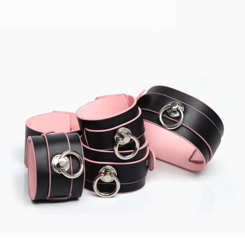 Gothic Pouch Storage Set - 8-Piece Black-and-Pink angle view | Blackyyds