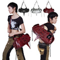 Gothic Punk Black Warrior Patent Corset Lacing Shoulder Bag - Y2K Darkwear Crossbody Tote with Utility Pockets | Blackyyds