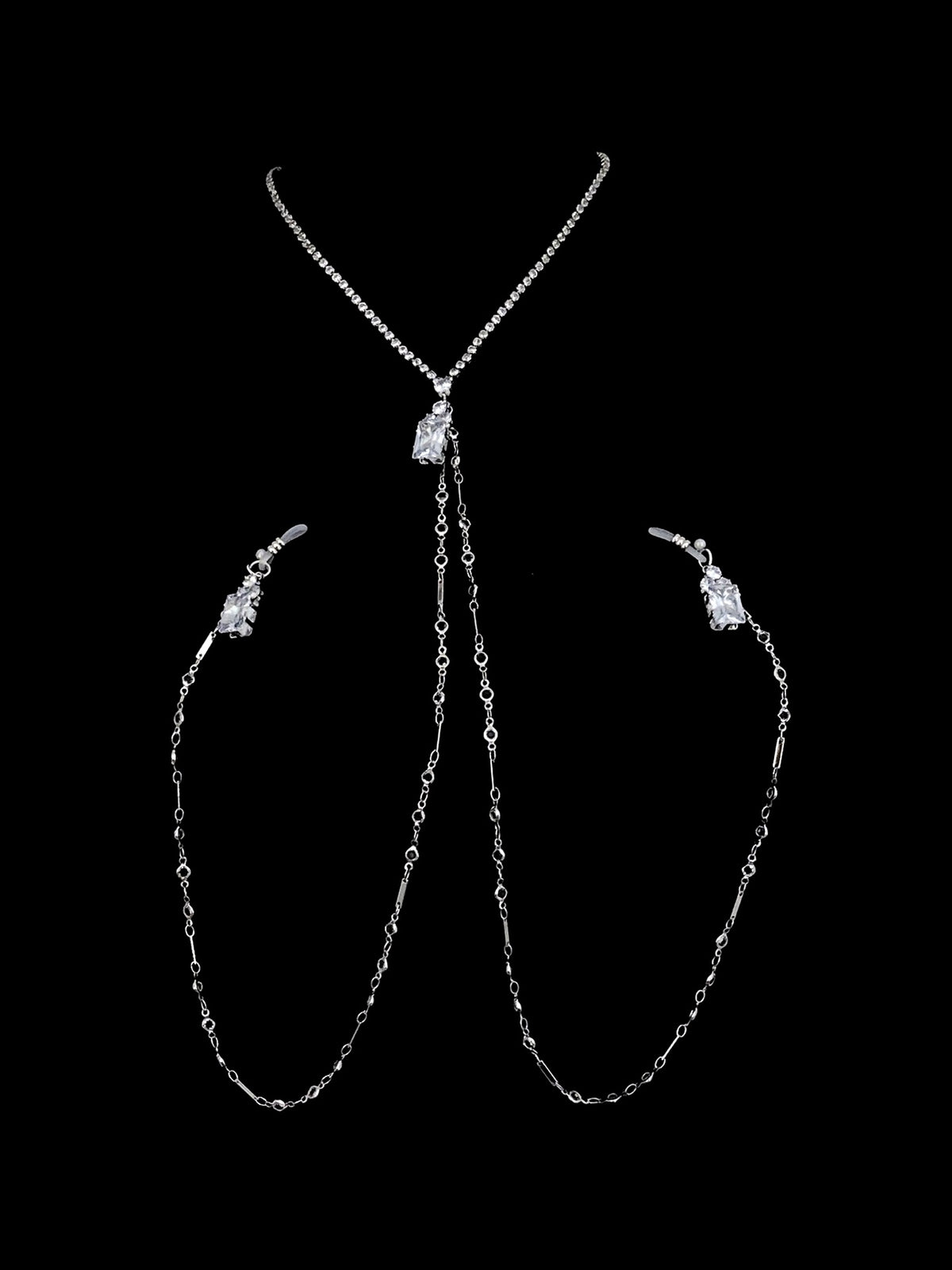 Gothic Rhinestone Choker - with Body Chain close-up detail | Blackyyds