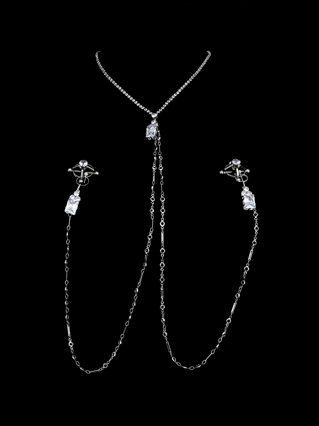 Gothic Rhinestone Choker - with Body Chain product view 2 | Blackyyds