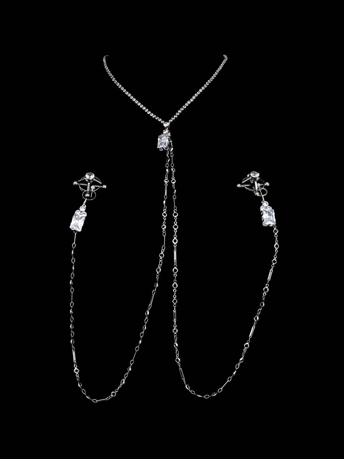 Gothic Rhinestone Choker - with Body Chain product view 2 | Blackyyds