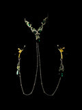 Gothic Rhinestone Choker - Green with Body Chain | Alt Fashion Collar — view 1
