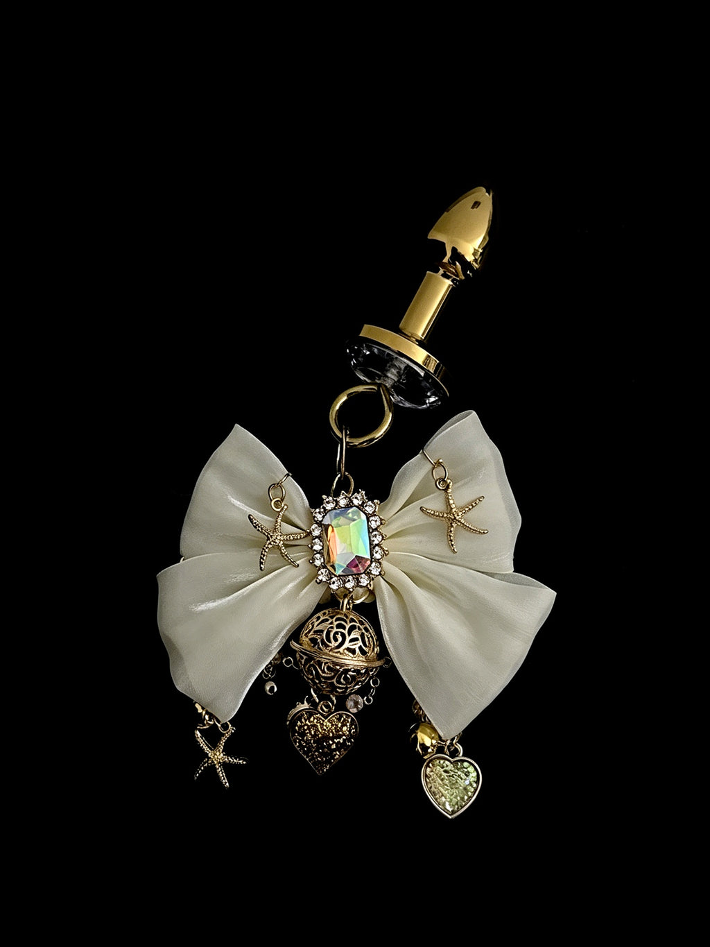 Gothic Shell Bow Bell Choker - Black with Body Chain product view 5 | Blackyyds