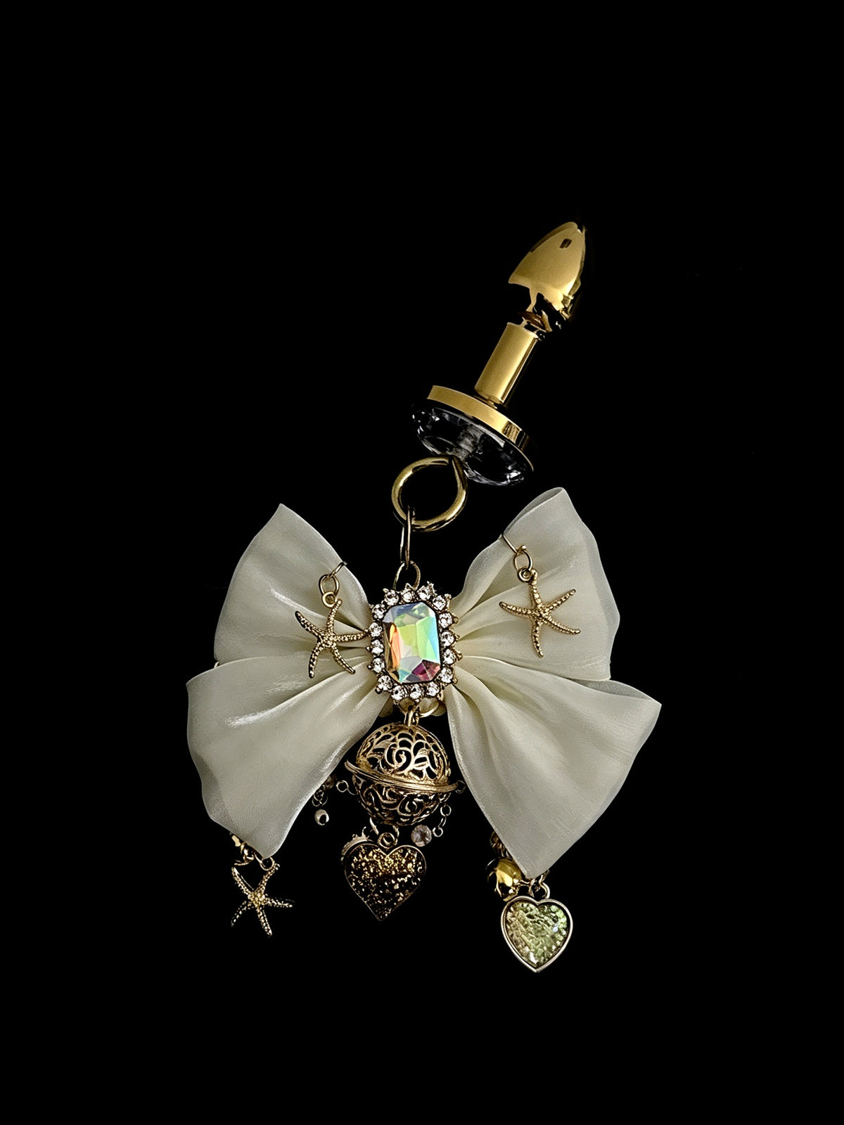Gothic Shell Bow Bell Choker - Black with Body Chain product view 5 | Blackyyds