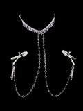Gothic Tassel Choker - Purple Rhinestone with Body Chain | Blackyyds