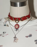 black red spike trap cat choker front view | Blackyyds