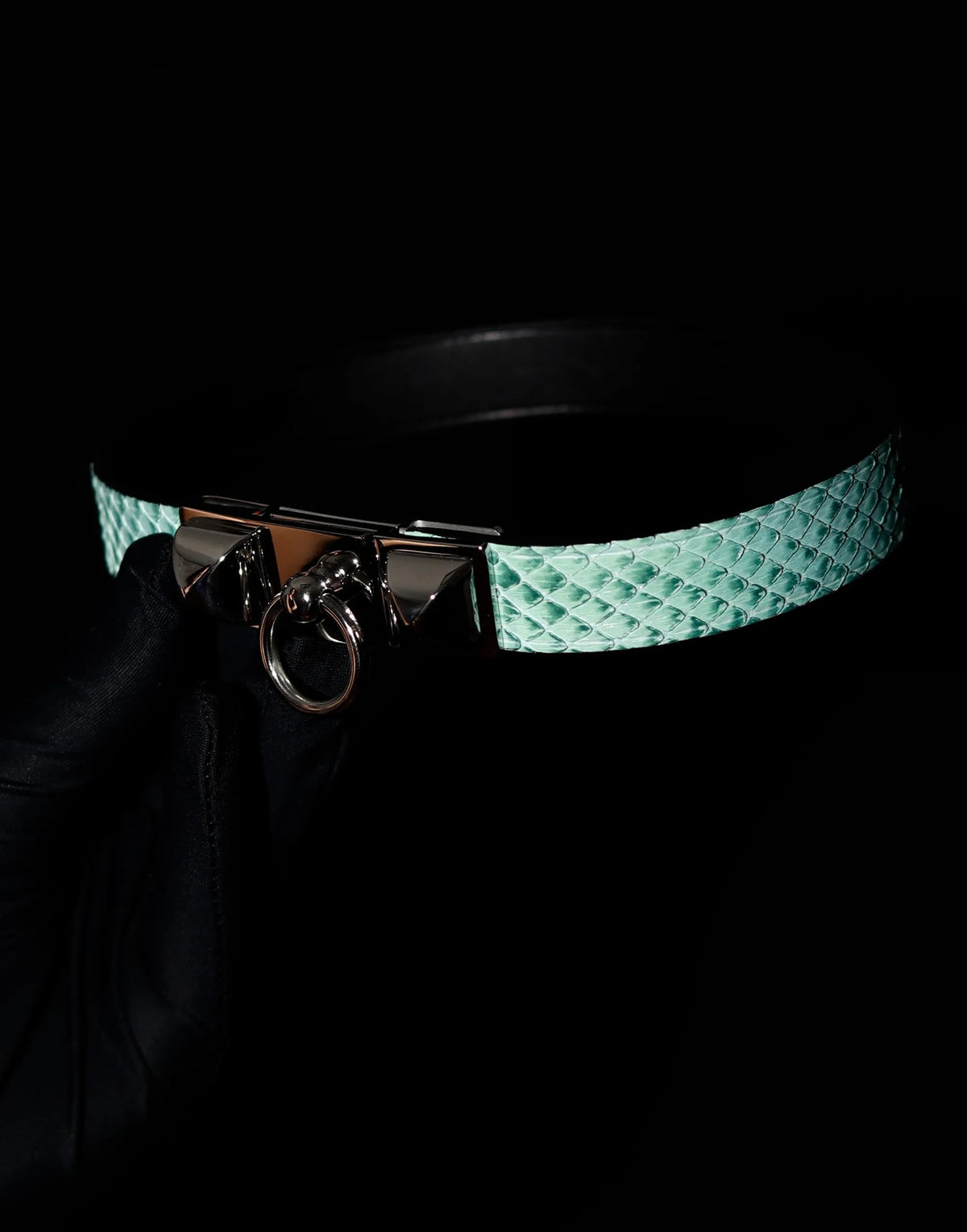 mint green snake iridescent real choker front view | Blackyyds