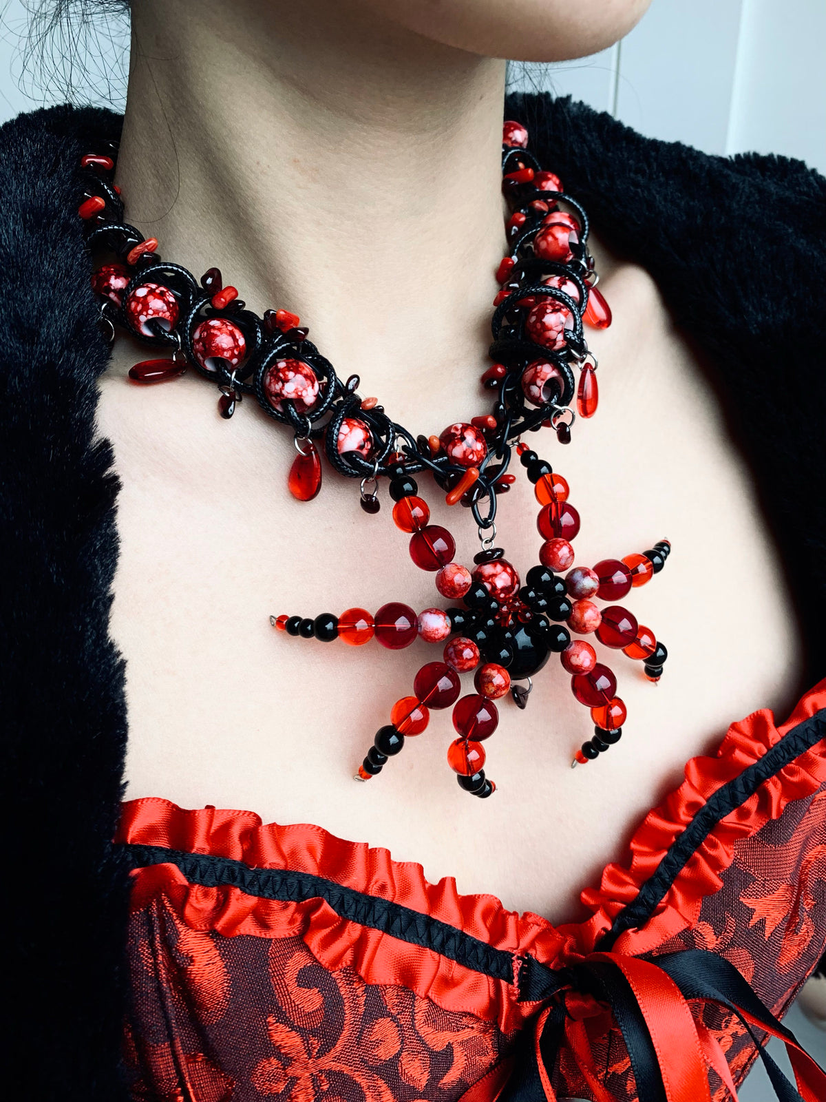 Meatball Spirit Necklace Collar Dark Punk Gothic Choker close-up detail | Blackyyds