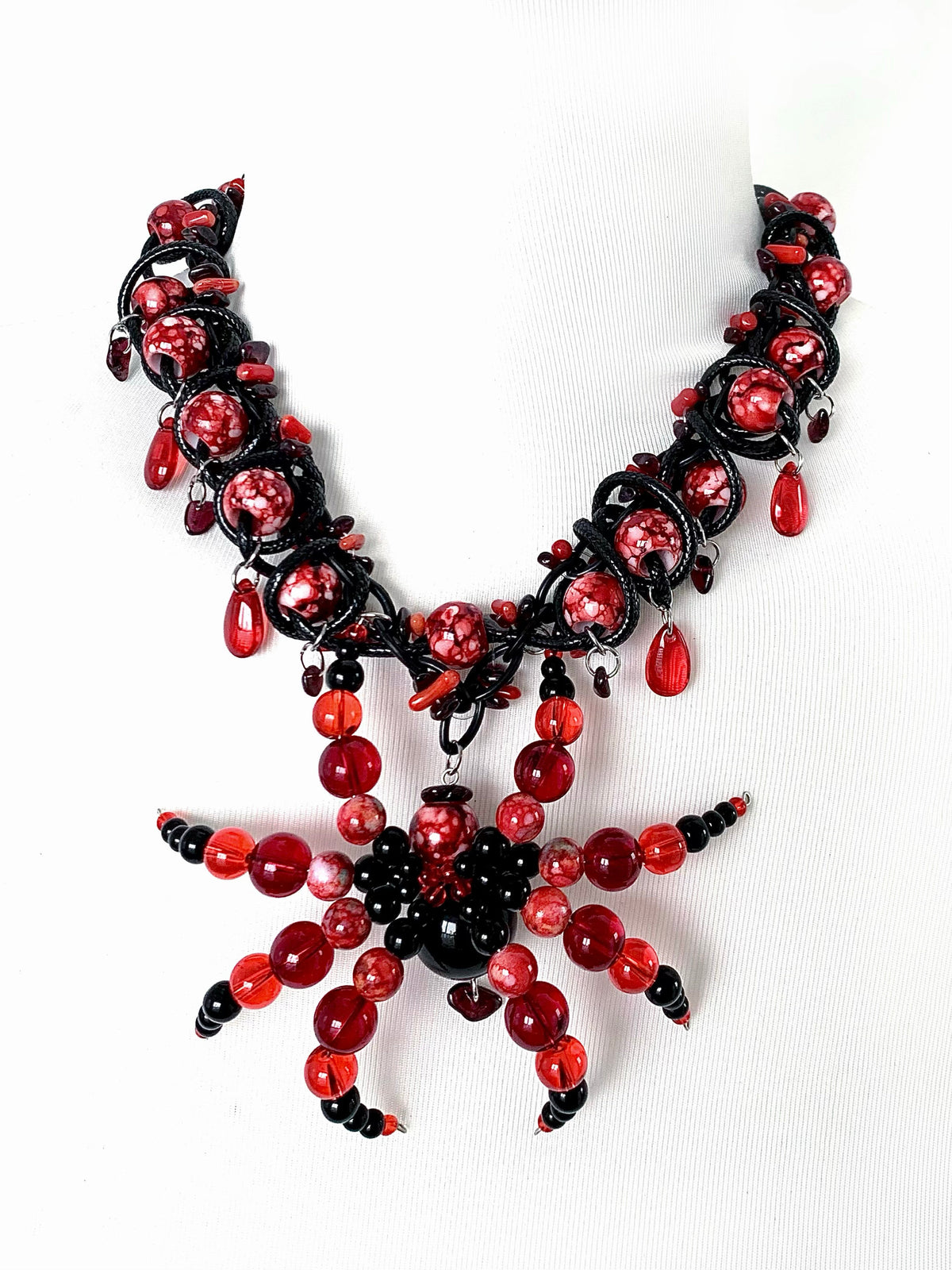 Meatball Spirit Necklace Collar Dark Punk Gothic Choker angle view | Blackyyds