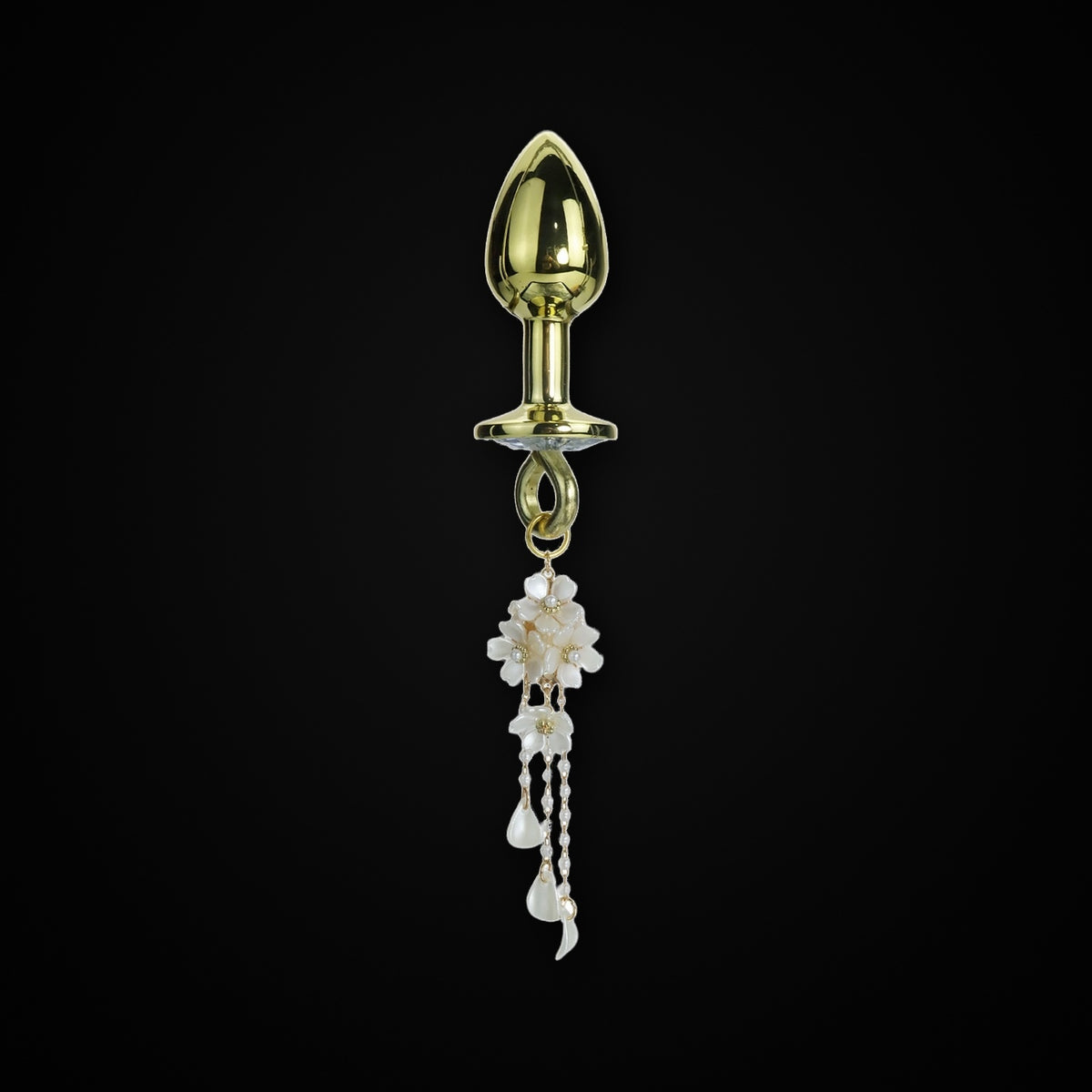 Pearl Flower Tassel Jewel Plug in Gold