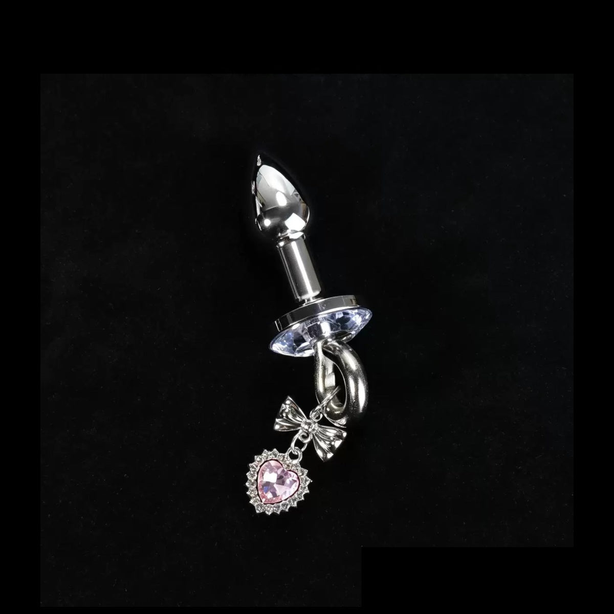 Pink Rhinestone Heart Mini Bow Jewel Plug