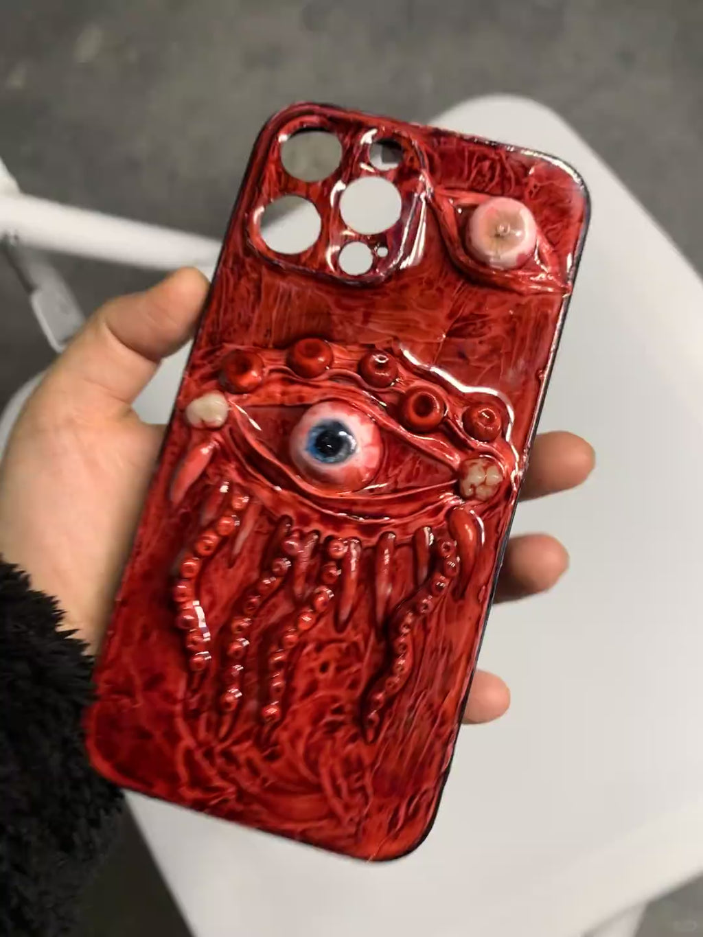Custodia per telefono in stile Gothic Punk Rock Y2K nero