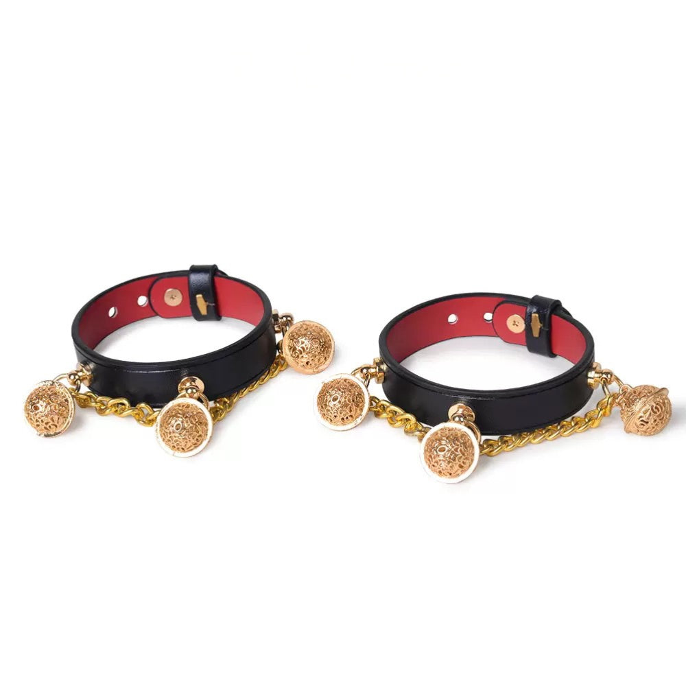 Punk Bell Bracelet Anklet - Leather studded bracelet product view 2 | Blackyyds