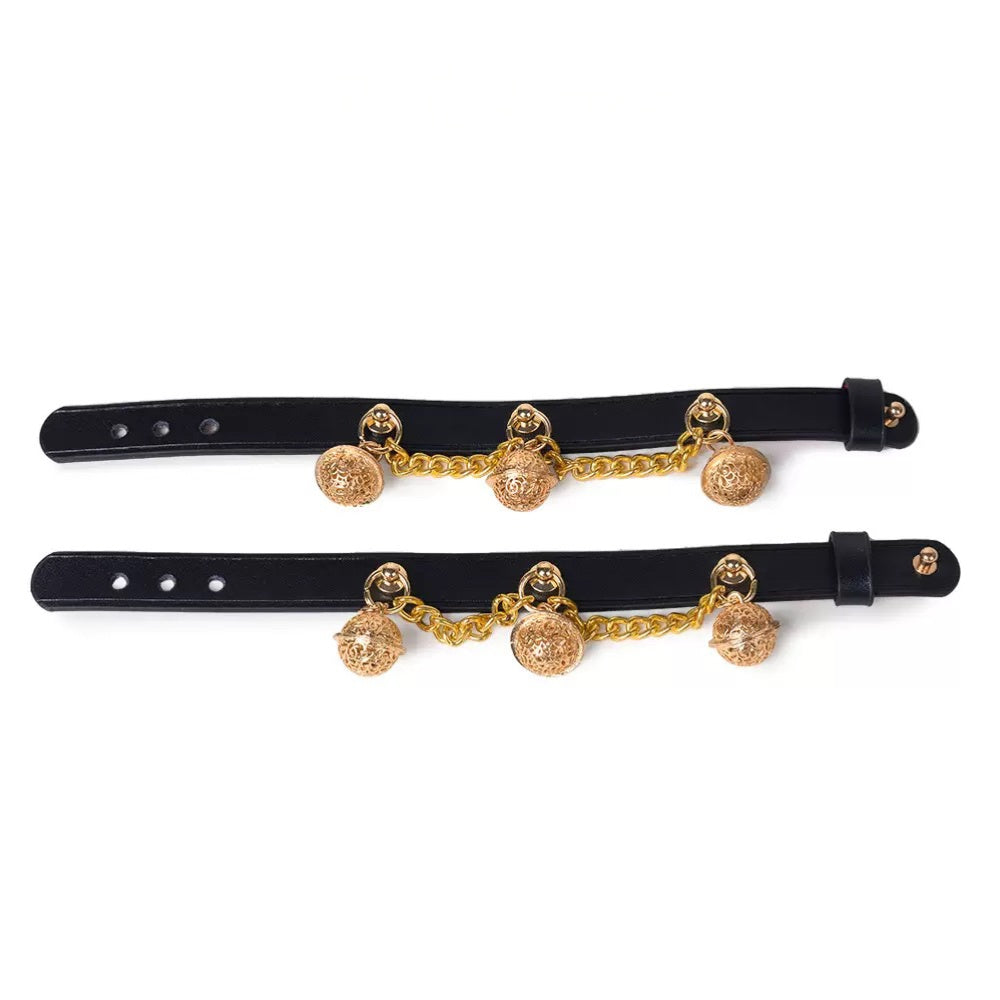 Punk Bell Bracelet Anklet - Leather angle view | Blackyyds