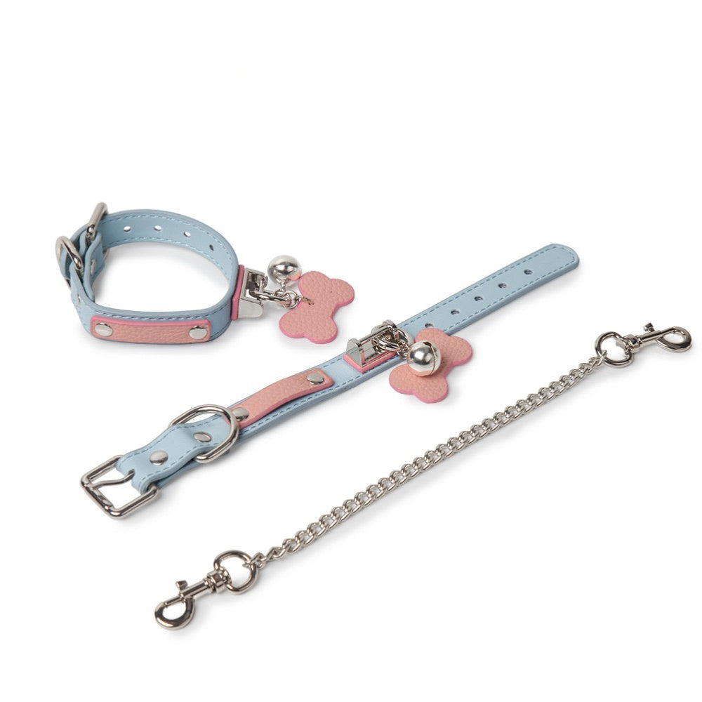 Punk Domino Bell Bracelet Anklet - Pink-and-Blue angle view | Blackyyds