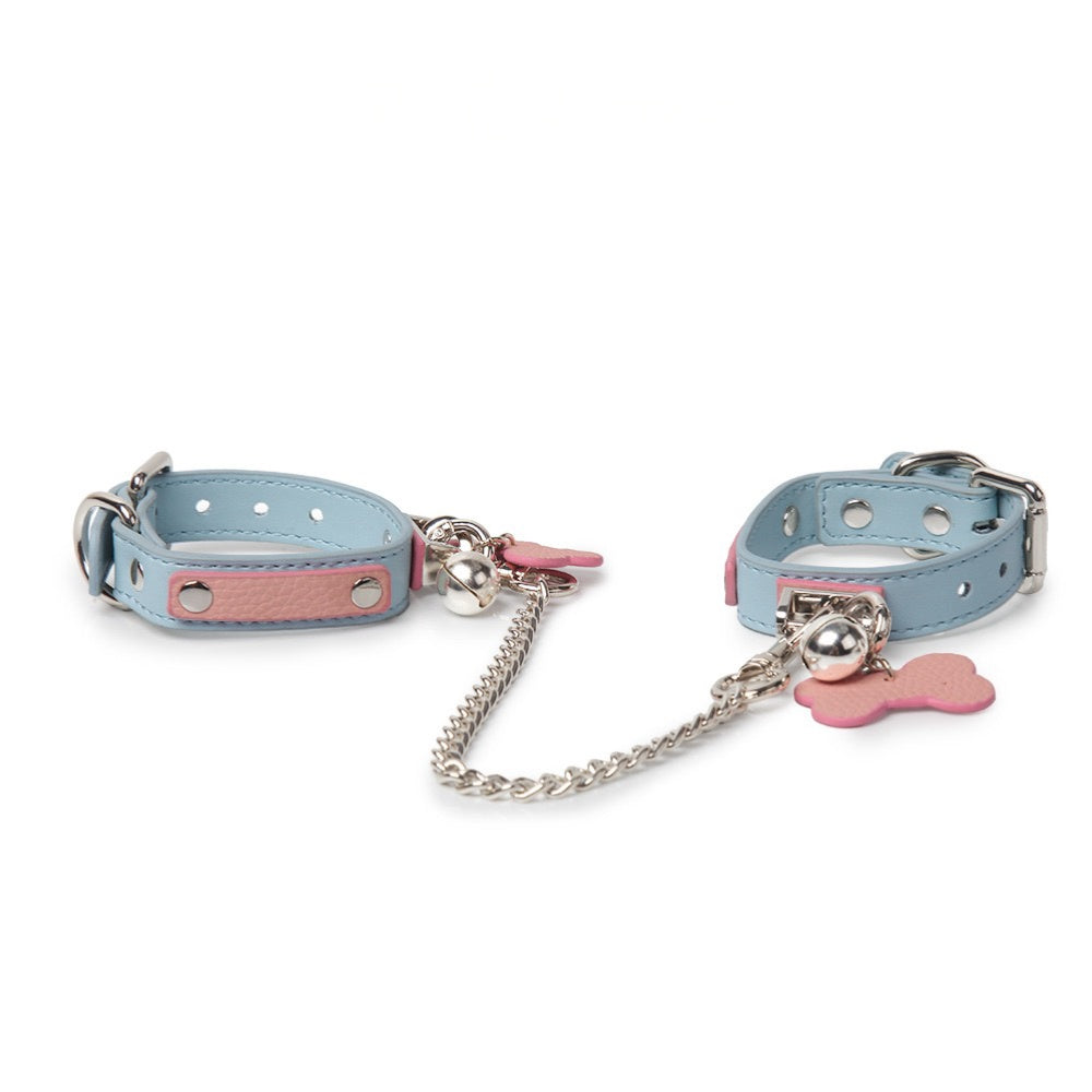 Punk Domino Bell Bracelet Anklet - Pink-and-Blue spike bracelet detail shot | Blackyyds