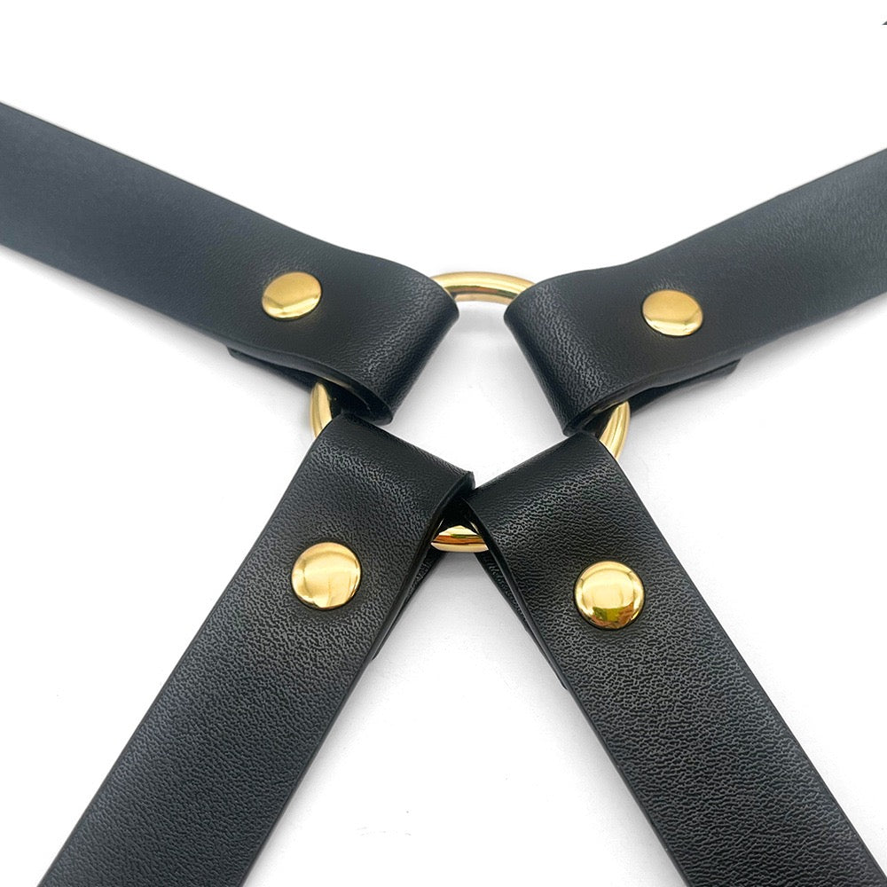 Punk Thigh Garter - Black-and-Red alt fashion jewelry detail shot | Blackyyds