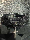 black cross angel lace choker front view | Blackyyds