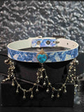 blue silver heart bell angelcore choker front view | Blackyyds